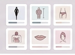 Kibbe Flamboyant Gamine body type illustration showing a small, compact frame with sharp, angular lines